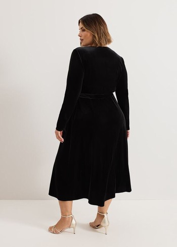 Phase Eight Julia Velvet Wrap Dress Black Canada | FXSYPU-125